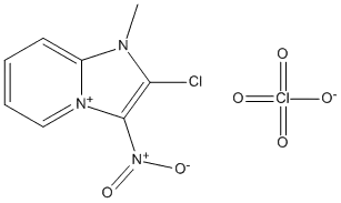 Molecular Structure of 89717-73-7 (Imidazo[1,2-a]pyridinium, 2-chloro-1-methyl-3-nitro-, perchlorate)